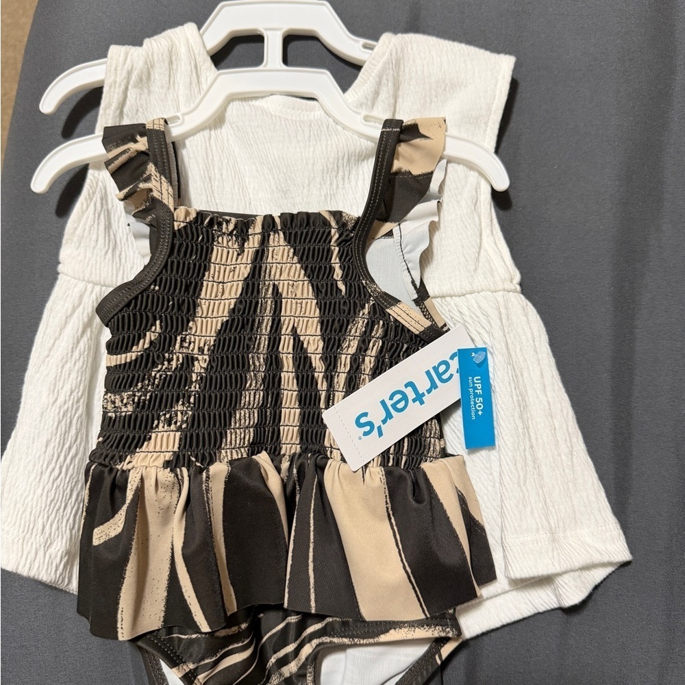 Carter's Black and Tan Ruffle Swimsuit